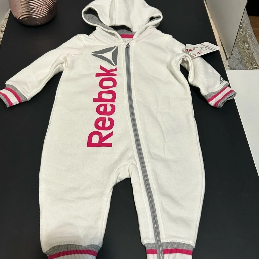 Reebok Kids One Piece in White and Pink